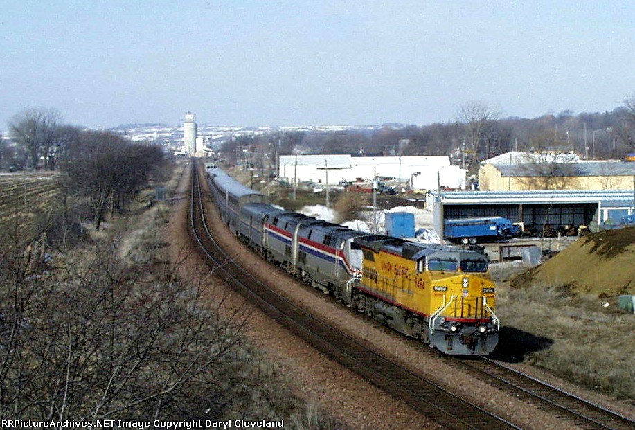 UP 9494 leading Amtrak consist